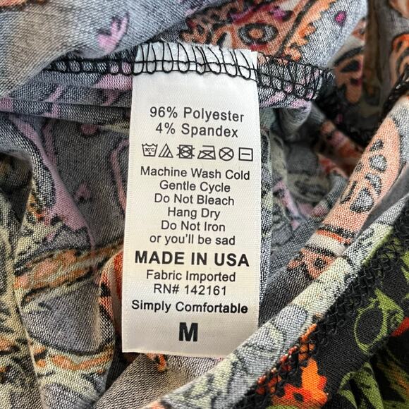 Lularoe Maria Black Multicolor Paisley Floral Maxi Dress Short Cap Sleeve Medium - Picture 10 of 12